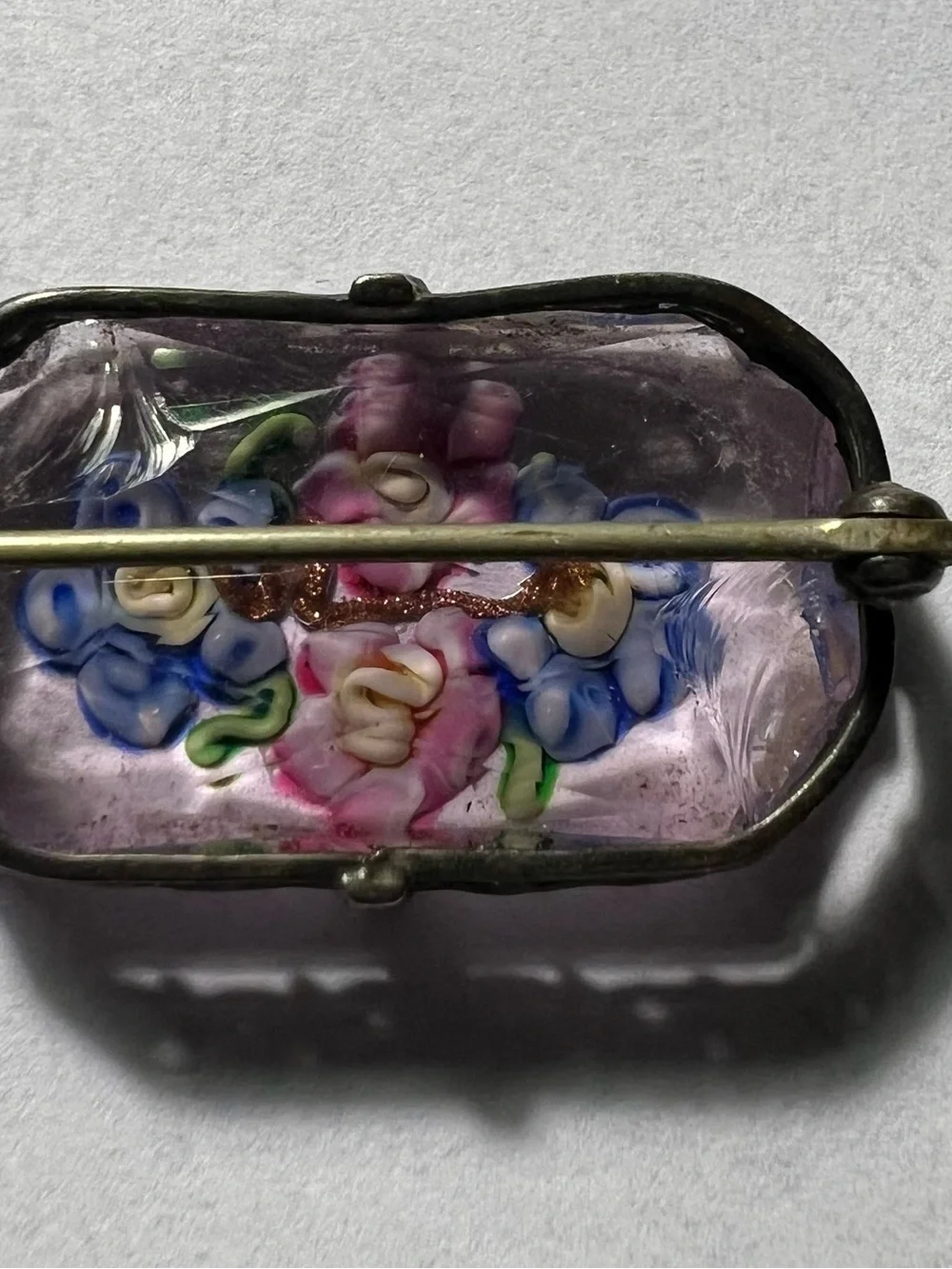 Vintage Art Deco Sterling and Glass Brooch